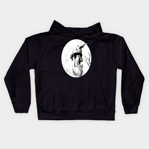 Rambling rabbit - ink -  fantasy inspired art and designs Kids Hoodie by STearleArt